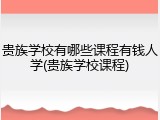 贵族学校有哪些课程有钱人学(贵族学校课程)