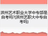 滨州艺术职业大学中专部是自考吗?(滨州艺职大中专自考吗)