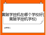 黄陂学挖机在哪个学校好(黄陂学挖机学校)
