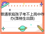 普通家庭孩子考不上高中咋办(落榜生出路)