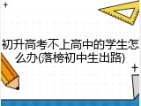 初升高考不上高中的学生怎么办(落榜初中生出路)