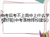 中考后考不上高中上什么学校好呢(中考落榜择校建议)