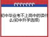 初中毕业考不上高中的读什么(初中升学选择)