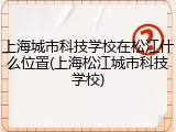 上海城市科技学校在松江什么位置(上海松江城市科技学校)