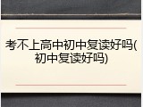 考不上高中初中复读好吗(初中复读好吗)
