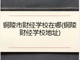 铜陵市财经学校在哪(铜陵财经学校地址)