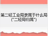 第二轻工业局隶属于什么局("二轻局归属")
