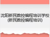沈阳新民数控编程培训学校(新民数控编程培训)