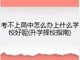 考不上高中怎么办上什么学校好呢(升学择校指南)