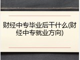 财经中专毕业后干什么(财经中专就业方向)