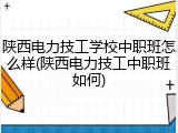 陕西电力技工学校中职班怎么样(陕西电力技工中职班如何)
