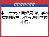 中国十大产后修复培训学校有哪些(产后修复培训学校排行)
