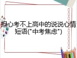 担心考不上高中的说说心情短语("中考焦虑")