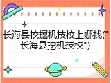 长海县挖掘机技校上哪找("长海县挖机技校")