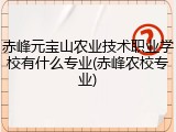 赤峰元宝山农业技术职业学校有什么专业(赤峰农校专业)