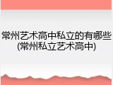 常州艺术高中私立的有哪些(常州私立艺术高中)