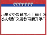 九年义务教育考不上高中怎么办呢("义务教育后升学")