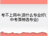 考不上高中,读什么专业好(中考落榜选专业)