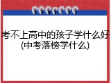 考不上高中的孩子学什么好(中考落榜学什么)