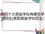 贵阳十大贵族学校有哪些学校招生(贵阳贵族学校招生)