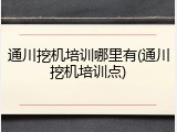 通川挖机培训哪里有(通川挖机培训点)