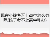 现在小孩考不上高中怎么办呢(孩子考不上高中咋办)