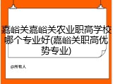 嘉峪关嘉峪关农业职高学校哪个专业好(嘉峪关职高优势专业)
