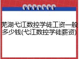 芜湖弋江数控学徒工资一般多少钱(弋江数控学徒薪资)