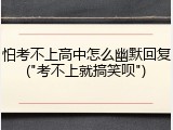 怕考不上高中怎么幽默回复("考不上就搞笑呗")