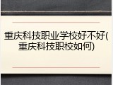重庆科技职业学校好不好(重庆科技职校如何)
