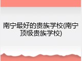 南宁最好的贵族学校(南宁顶级贵族学校)
