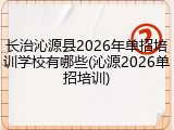 长治沁源县2026年单招培训学校有哪些(沁源2026单招培训)