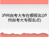泸州自考大专在哪报名(泸州自考大专报名点)