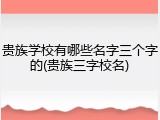 贵族学校有哪些名字三个字的(贵族三字校名)