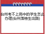 台州考不上高中的学生怎么办理(台州落榜生出路)