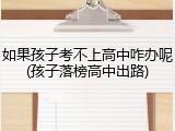 如果孩子考不上高中咋办呢(孩子落榜高中出路)