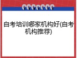 自考培训哪家机构好(自考机构推荐)