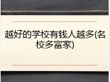 越好的学校有钱人越多(名校多富家)