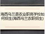 海西乌兰县农业职高学校如何招生(海西乌兰农职招生)