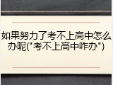 如果努力了考不上高中怎么办呢("考不上高中咋办")