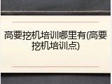 高要挖机培训哪里有(高要挖机培训点)