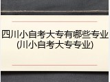 四川小自考大专有哪些专业(川小自考大专专业)