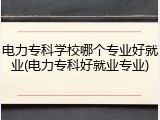 电力专科学校哪个专业好就业(电力专科好就业专业)