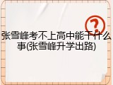 张雪峰考不上高中能干什么事(张雪峰升学出路)
