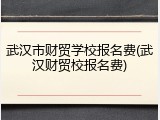 武汉市财贸学校报名费(武汉财贸校报名费)
