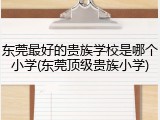 东莞最好的贵族学校是哪个小学(东莞顶级贵族小学)