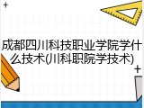 成都四川科技职业学院学什么技术(川科职院学技术)