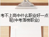 考不上高中什么职业好一点呢(中考落榜职业)