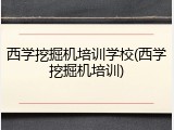 西学挖掘机培训学校(西学挖掘机培训)