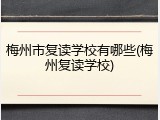 梅州市复读学校有哪些(梅州复读学校)